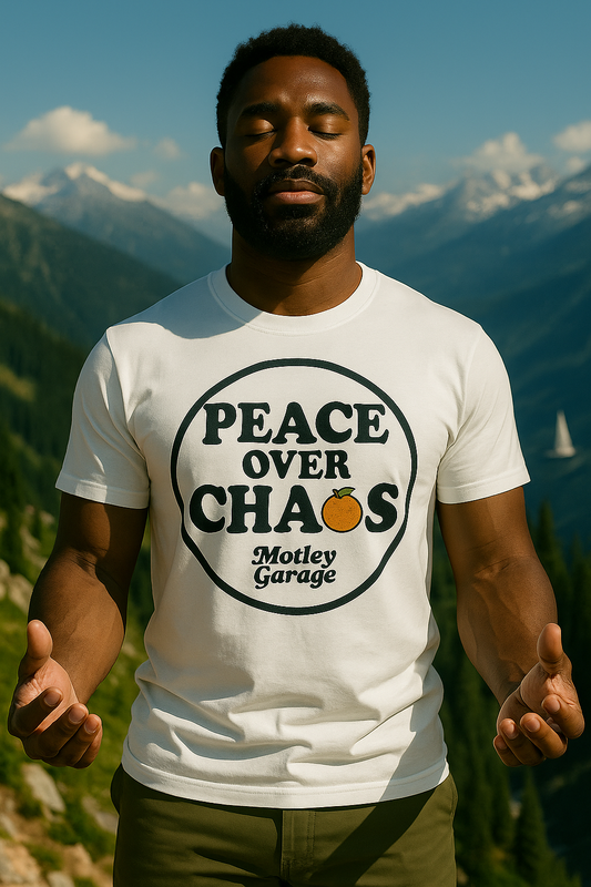 Men's Short-sleeved "Peace Over Choas" Tee - White
